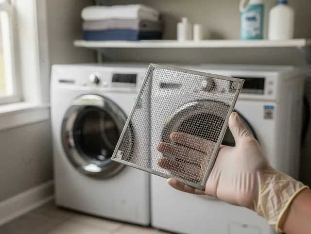Rancho Palos Verdes Dryer Vent Cleaning specialist performing detailed lint trap cleaning service in Rancho Palos Verdes