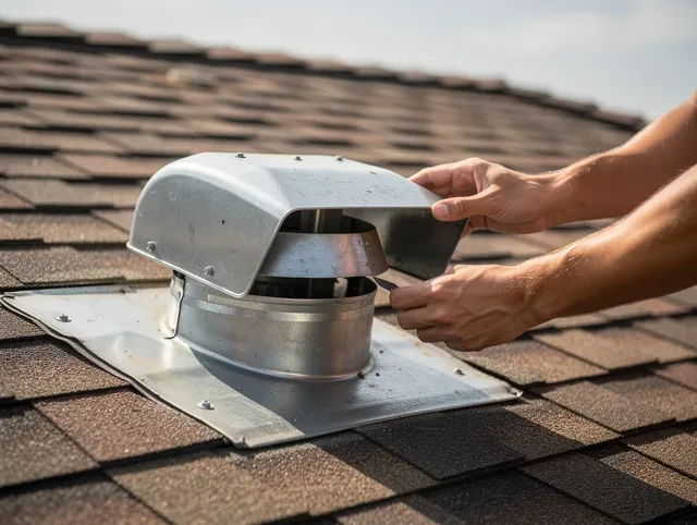 Rancho Palos Verdes Dryer Vent Cleaning certified technician safely cleaning a roof-mounted dryer vent in Rancho Palos Verdes